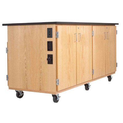 Diversified Woodcrafts 4544K Solid Oak Wood Mobile Media Cabinet with 