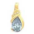 14K Yellow Gold Sky Blue Topaz and Diamond Pendant/Enhancer