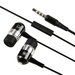 3.5mm Ear Buds Headset Black with mic for Motorola Atrix 4G/i886/CLIQ 2/Droid 2 Global - Black/Chrome Silver