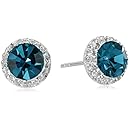 Hallmark Jewelry "Birthday" Sterling Silver Clear and December Birthstone Crystal Stud Earrings