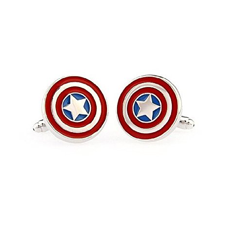 TAILUN Men's Wedding Cufflinks Super Hero Cufflinks (Captain America)