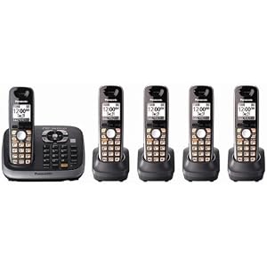 Panasonic KX-TG6545B DECT 6.0 PLUS Expandable Digital Cordless Answering System with 5... by Panasonic