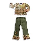 Rubbies - Girls Long Sleeve Pant Set, Orange, Olive