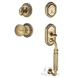 Handleset - newport with "f" grip and fifth avenue knob in vintage bra