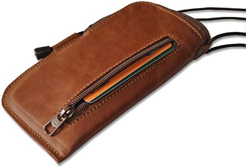 Brown mini messenger bag iPhone 6s genuine leather case cover wallet with neck strap sleeve pocket