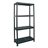 4 TIER BLACK PLASTIC SHELVING UNIT STORAGE SHELVES RACK