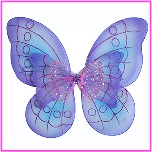 Lavender Purple Pink & Blue Fairy Princess Butterfly Costume Wings with Jeweled Rhinestone Detail and 3d Style