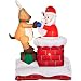 Gemmy 11219 Animated Airblown Inflatable - Deer Pulling Santa from Chimney, 6 Feet Tall