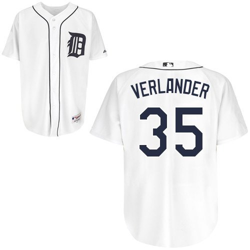 MLB Men's Detroit Tigers Justin Verlander Six Button Authentic Home Jersey (White, 40/Medium)