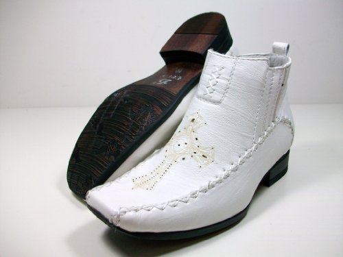 Kids Boys White Side Zip Slip On Dress Casual Boots w/Cross Shoes Styled In Italy Conal By D Aldo