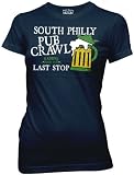It's Always Sunny in Philadelphia South Philly Pub Crawl Juniors T-shirt (Navy , Medium)