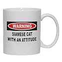 Warning: Siamese Cat with an attitude Mug for Coffee / Hot Beverage 11 oz. BLACK