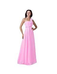 A-line One Shoulder Floor Length Pleated Lace-Up Chiffon/Polyester Floral Print Evening Dress/Prom Dress 