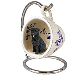 Bouvier Des Flandres Blue Tea Cup Dog Ornament - Uncropped Ears
