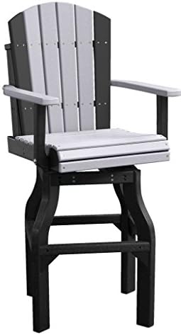 Set of 2 COUNTER HEIGHT Outdoor Poly Adirondack Swivel Chairs - *BLUE/BLACK* Color