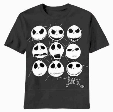 The Nightmare Before Christmas Jack Faces Men's Charcoal T-shirts