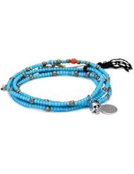 M.Cohen Hand made Designs Mini Turquoise-Color African Glass Bead Necklace or Wrap Bracelet
