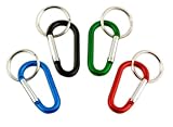 Set of Four 70mm Aluminum Carabiner Snap Hooks with Key Ring