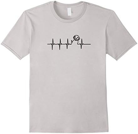 DOG Heartbeat EKG Shirt I Love My Puppy T-Shirt - Male Medium - Silver