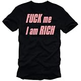 Fuck me I am rich BLACK T-SHIRT schwarz/pink