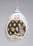 Ceramic Easter Egg Ornament - Rabbit in Garden