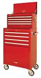 Lyon RR1491 4 Drawer Mechanics Roller Combination Cabinet with 6 Drawer Top Chest, 26-13/16" Width x 18" Depth x 54-3/8" Height, Red