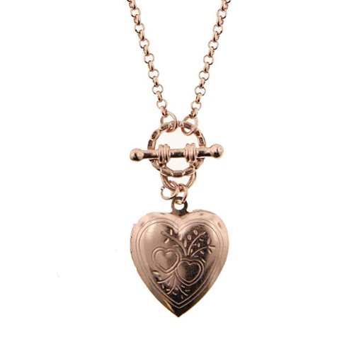 Tiffany-Style Vintage-Inspired Heart Toggle Charm Necklace