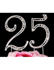 25th Birthday Swarovski Crystal Cake Topper 25th Anniversary Cake Topper by 