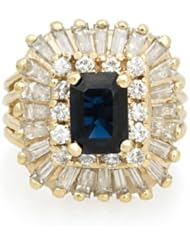 Diamond and Blue Sapphire 14k Yellow Gold Ring