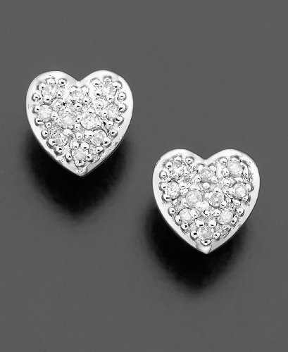14k White Gold Diamond Heart Stud Earrings (1/10 ct. t.w.)