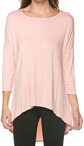 Women's Rayon Span High Low Tunic,X-Large,Peach