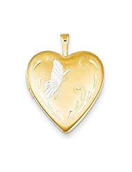 14K Two Tone Gold Filled Butterfly Heart Locket 26mm