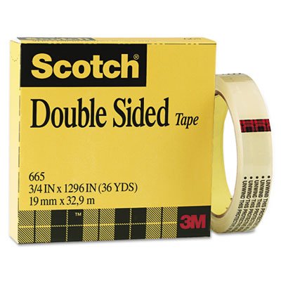 Scotch® Double Sided Tape 665, 3/4-inch x 1296 Inches, Boxed