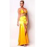 Nina Canacci Juniors Yellow Low Back Charmeuse Formal Gown Size 0-14