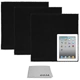 (4 Piece Set) 3 Extra Large MagicFiber Ultra Fine Microfiber Cleaning Cloths (Black) + 1 Microfiber Lens Cleaning Cloth (Grey) - Perfect for Tablets (Kindle, Fire, Galaxy Tab, iPad, Nook, Xoom), HDTV LCD Screens, Chrome Surfaces, DSLR Camera Lenses (Canon, Nikon, Sony), Cell Phones (Apple iPhone, HTC Evo, Samsung Android Nexus) Safe for all surfaces