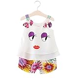 Tonsee ベビー ガールズ服 上下セット かわいい フローラル ベストトップ+ショートズボン 2点セット