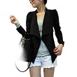 Allegra K Lady Waist Strap Black Long Sleeves Crop Blazer Jacket S
