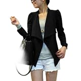 Allegra K Lady Waist Strap Black Long Sleeves Crop Blazer Jacket S