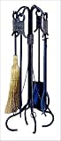 Outdoor Living : UniFlame 5 Piece Black Wrought Iron Fireset W/ Copper Rope