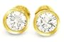 2.00 Ct E/VS Round Diamond 14K Gold Bezel Stud Earrings (Clarity Enhanced)