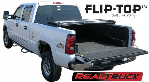 Real Truck Flip Top Soft Tri Folding Tonneau Bed CoverGMCSierra2007 to 2009(NewBody) LongBed (8' bed) with or w/o Cargo Management System