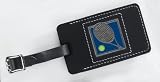 Blue Tennis Racquet Leather Luggage Tag