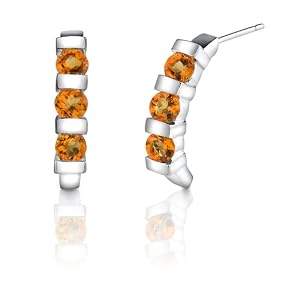 Buy 1.50 Carats Round Cut Citrine Earrings in Sterling Silver by Peora