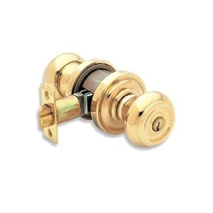 Baldwin 5210.003.ENTR Colonial Knob Keyed Entry Set, Lifetime Polished Brass by Baldwin
