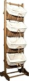 4 Wicker Lined Drawers Swing Baskets Chest Rack H137Cm