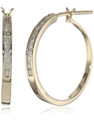 10k Gold Diamond Channel Hoop Earrings (1/4 cttw, H-I Color, I2-I3 Clarity)