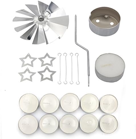 Qsin Sliver Spinning Candle Holder Come with Tea Light Candles Set of 10 (Stars)