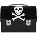 Black jolly roger PIRATE DOME LUNCH BOX skull and crossbones domed lid metal lunchbox collectible collectable