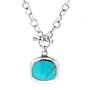 Sterling Silver Turquoise Inlay Square Pendant On Large Cable Link Chain, 16"