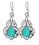 Teardrop Reconstituted Turquoise Sterling Silver French Ear Wire Hook 1.5" x 0.75" Dangle Earrings
